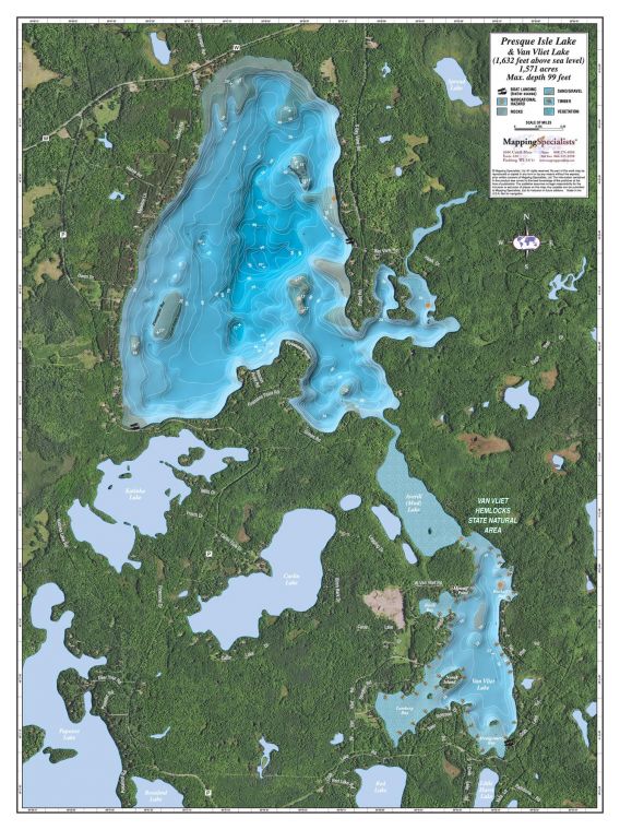 Presque Isle Van Vliet Lake Map