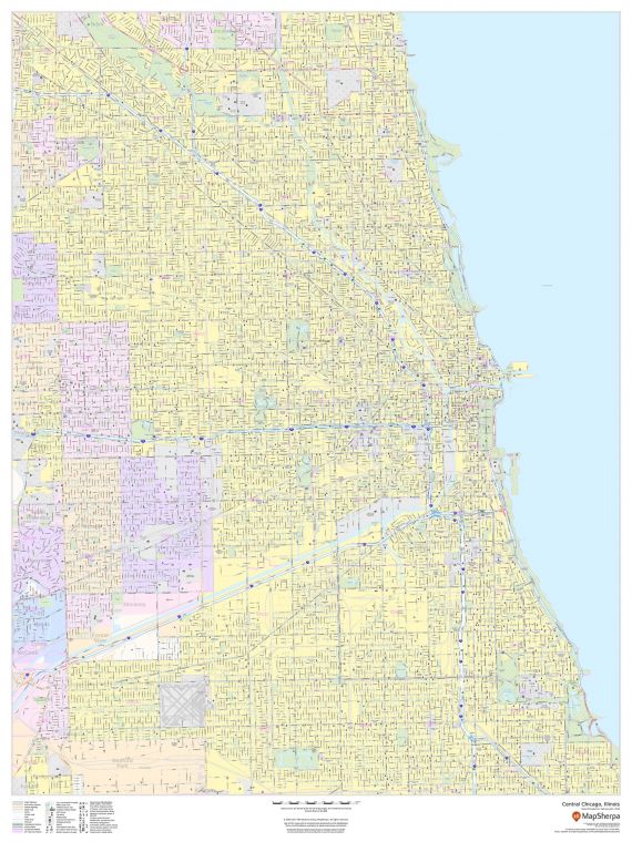 Central Chicago Illinois Portrait Map