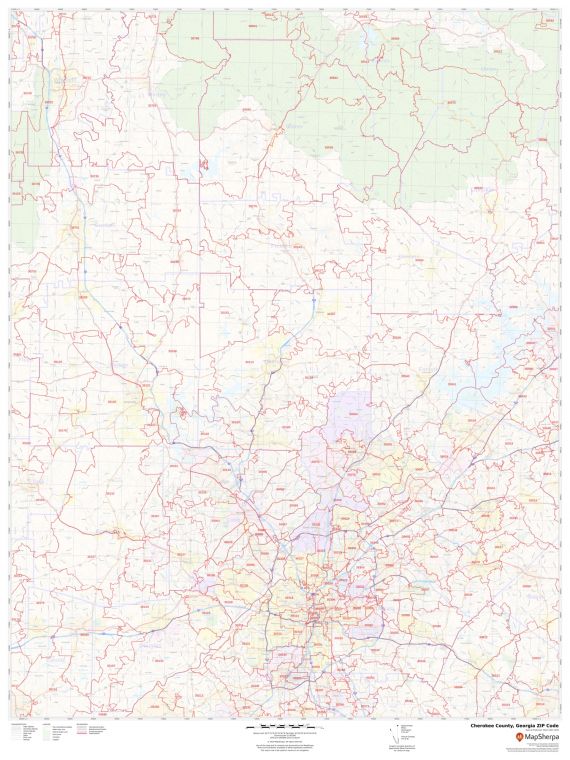 Cherokee County ZIP Code Map