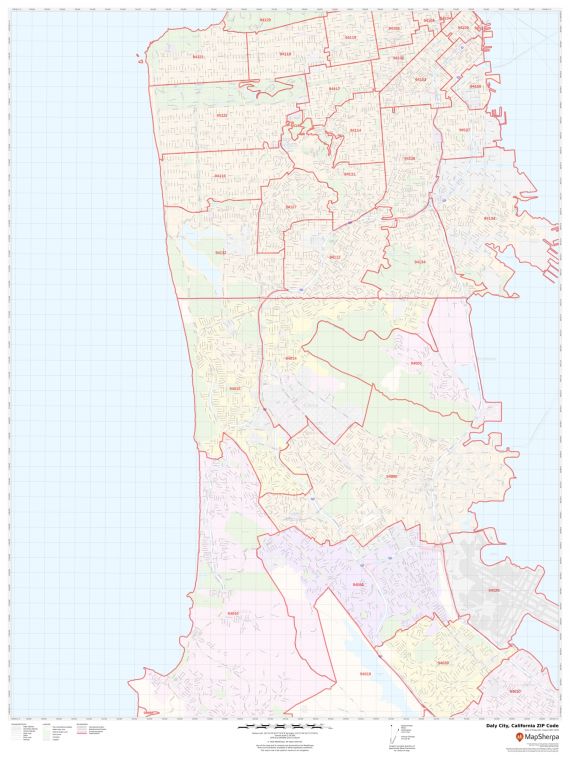 Daly City ZIP Code Map, California
