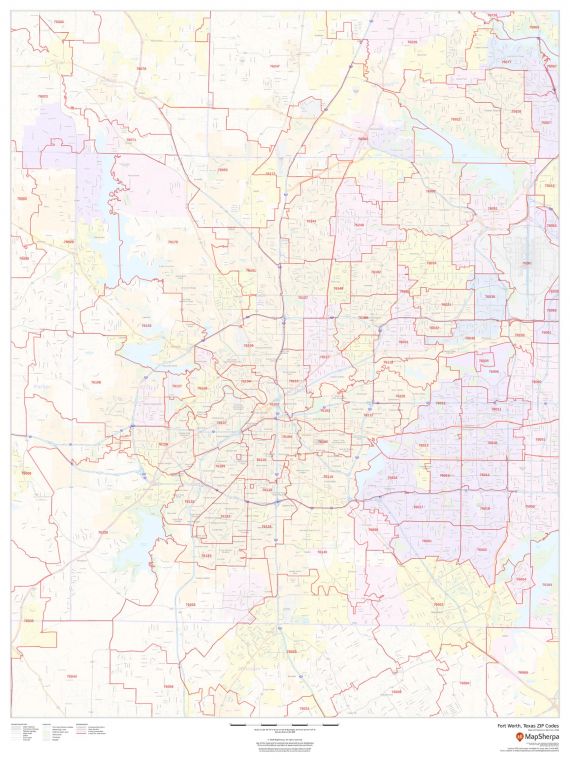 Forth Worth Texas Zip Codes Map