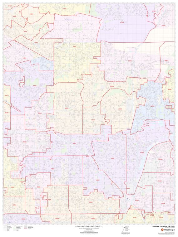 Fullerton ZIP Code Map
