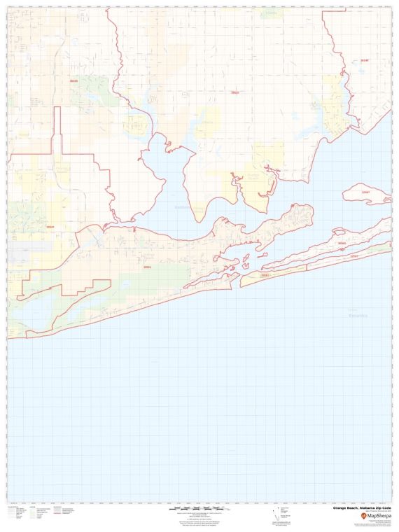 Orange Beach Zip Code Map, Alabama