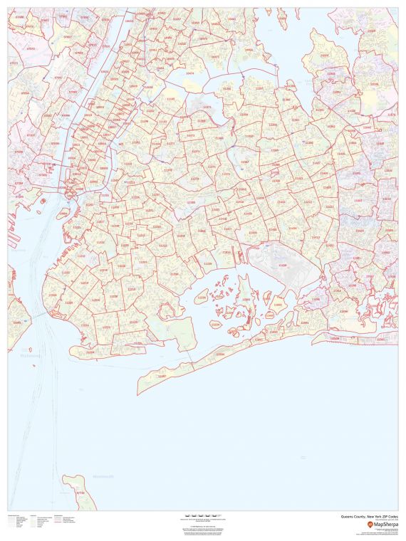 Queens County New York Zip Codes Map