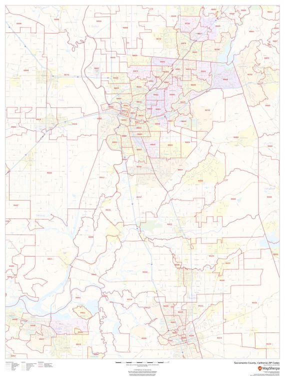 Sacramento County California Zip Codes Map