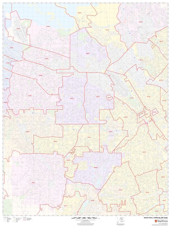 Santa Clara ZIP Code Map, California