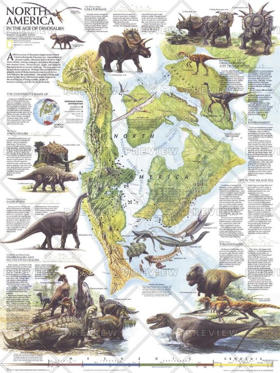 North America In The Age Of The Dinosaurs Published 1993 Map