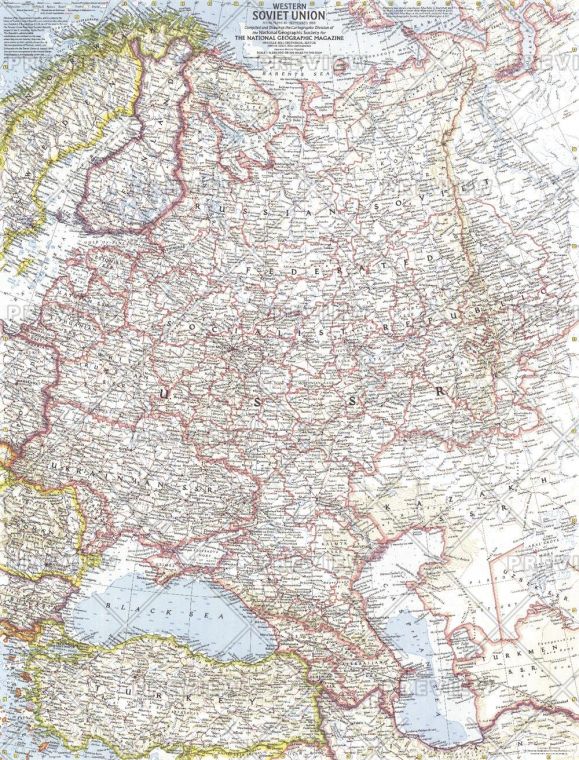 Western Soviet Union Published 1959 Map