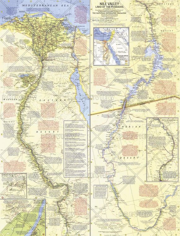 Nile Valley Land Of The Pharaohs Published 1965 Map