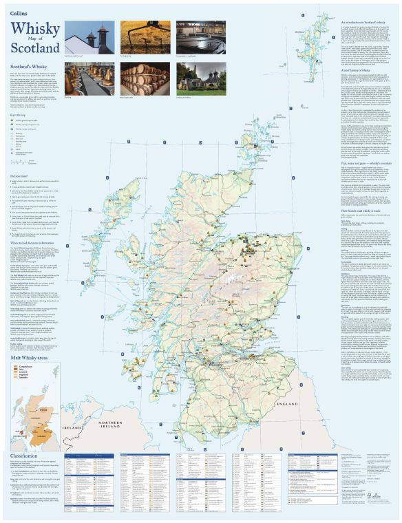 Collins Whisky Map of Scotland Map
