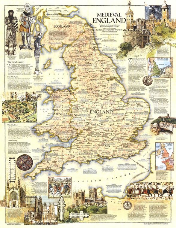 Medieval England Published 1979 Map