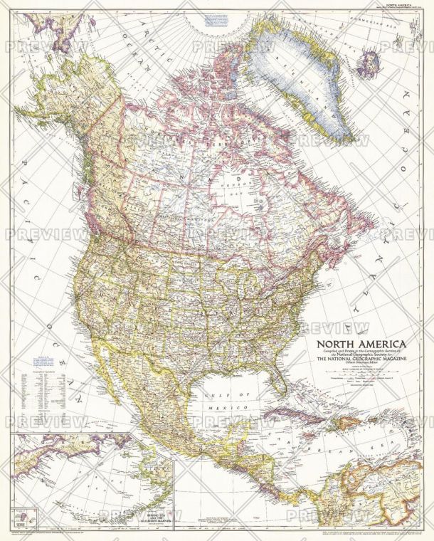 North America Published 1952 Map