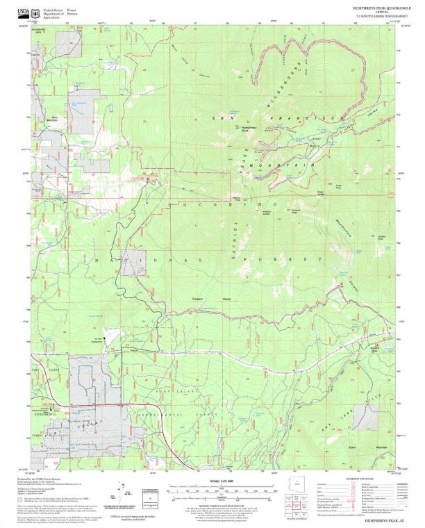 Humphreys Peak Quadrangle Map