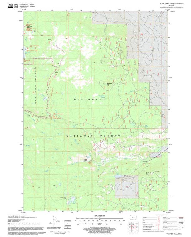 Tumalo Falls Quadrangle Map