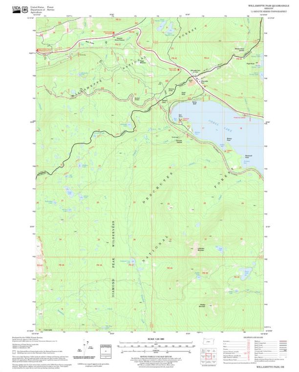 Willamette Pass Quadrangle Map