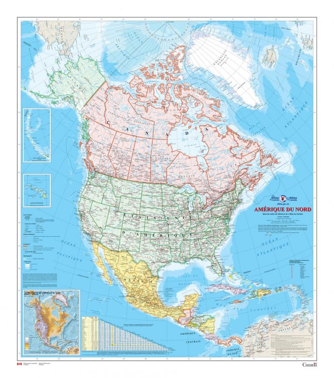 Amerique Du Nord Carte Murale L Atlas Du Canada Map