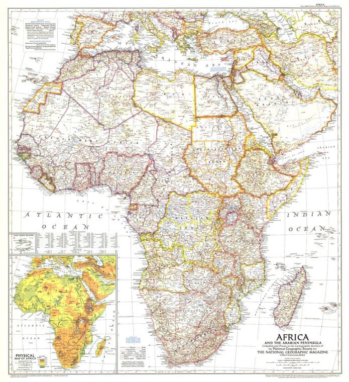 Africa And The Arabian Peninsula Published 1950 Map