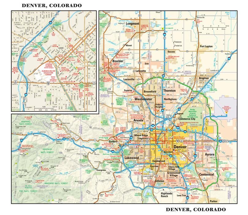 Denver Colorado Wall Map