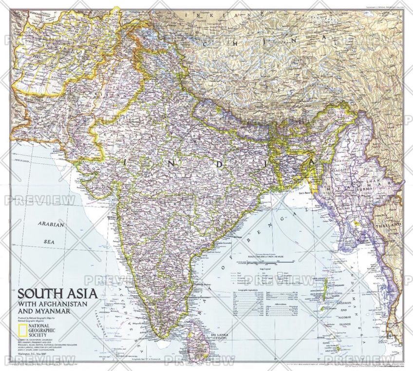 South Asia With Afghanistan And Myanmar Published 1997 Map