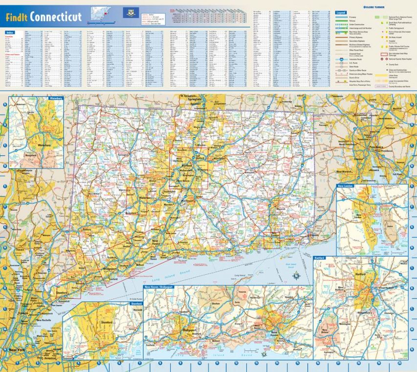 Connecticut State Wall Map