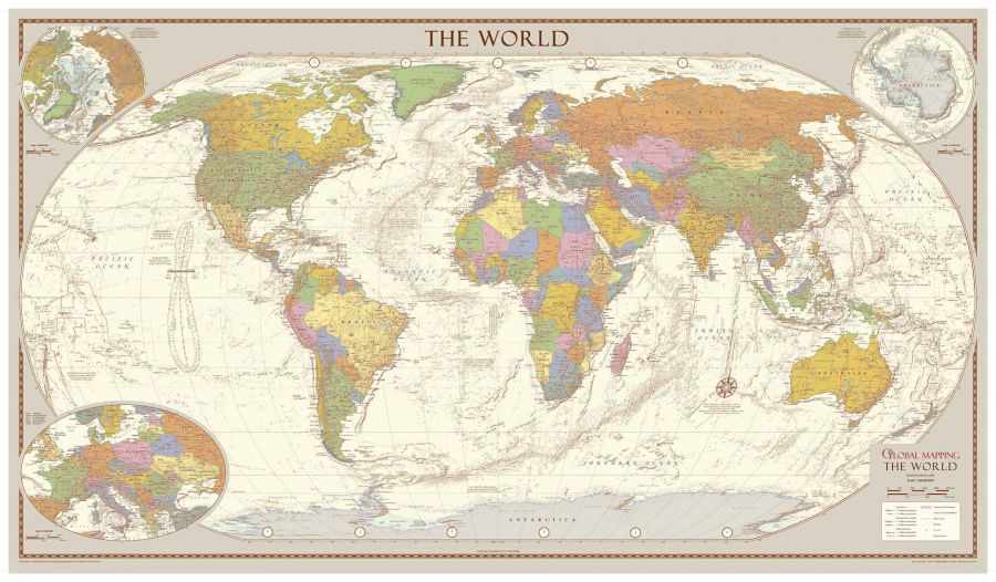 Antique Style World Map Medium