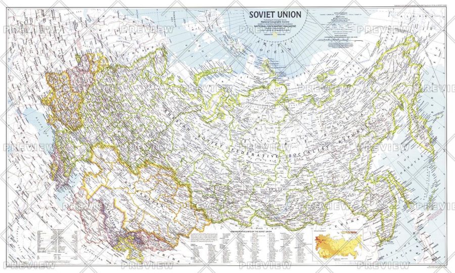 Soviet Union Published 1990 Map