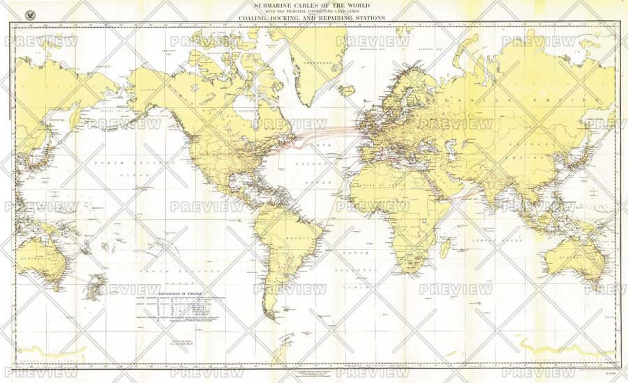 Submarine Cables Of The World Published 1896 Map