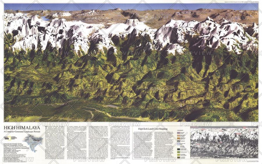 High Himalaya Published 1988 Map