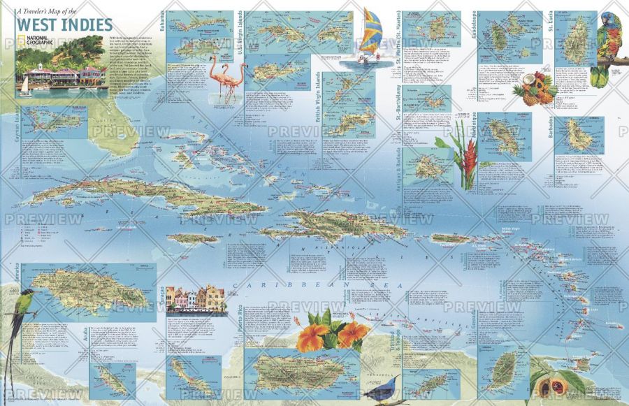 A Travelers Map Of The West Indies Published 2003