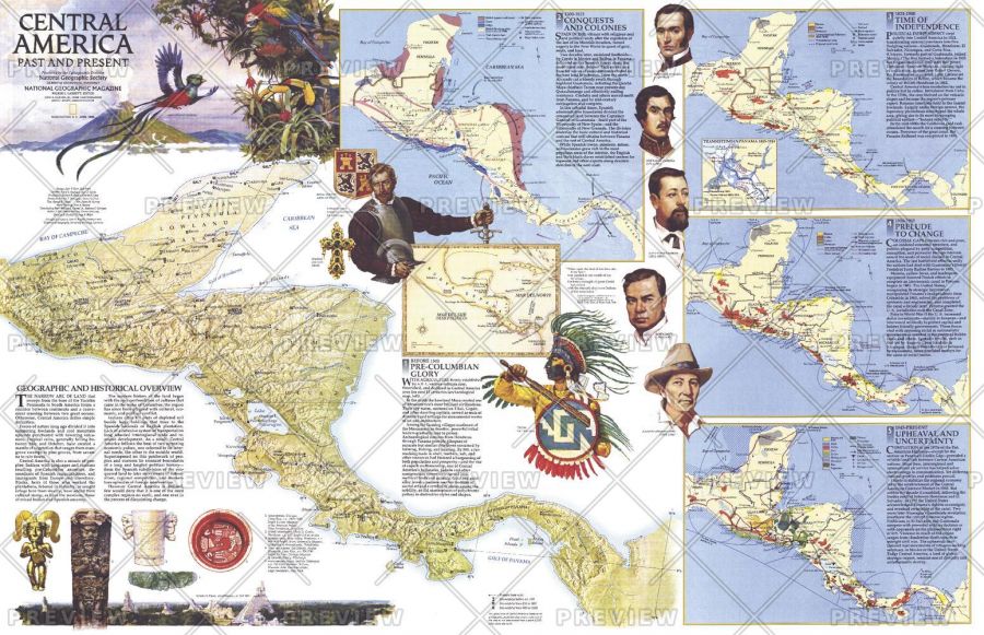 Central America Past And Present Published 1986 Map