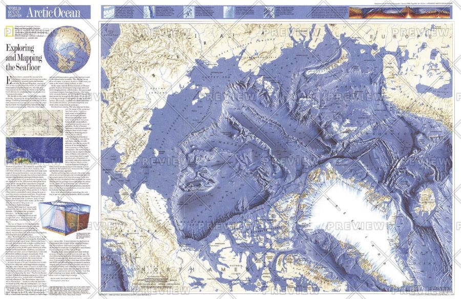 World Ocean Floors Arctic Ocean Published 1990 Map