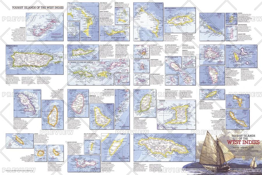 Tourist Islands Of The West Indies Published 1981 Map