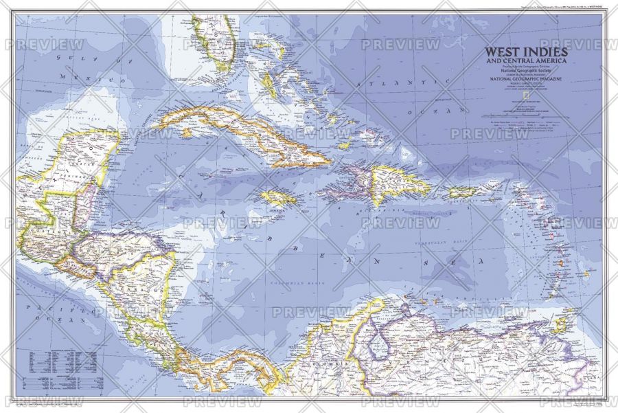 West Indies And Central America Published 1981 Map