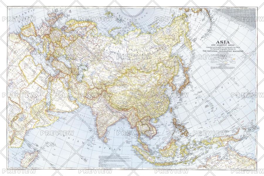 Asia And Adjacent Areas Published 1942 Map