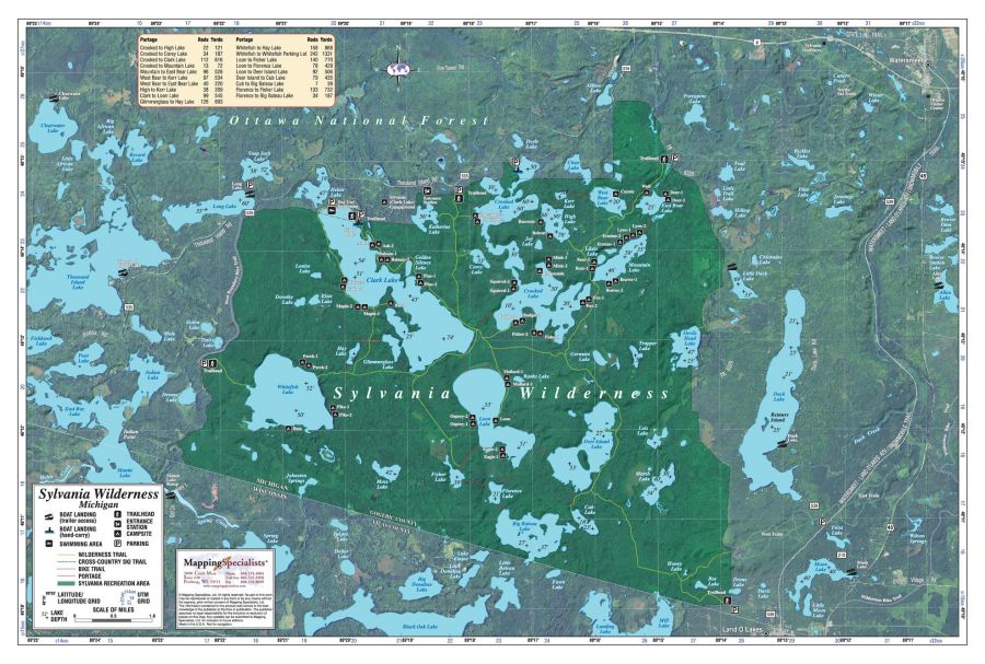 Sylvania Wilderness Area Map