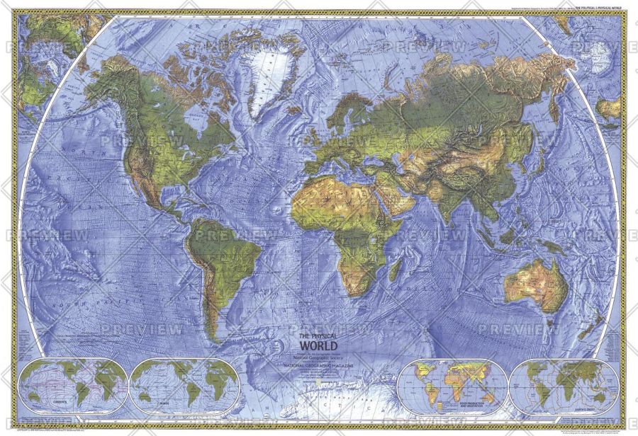 Physical World Published 1975 Map