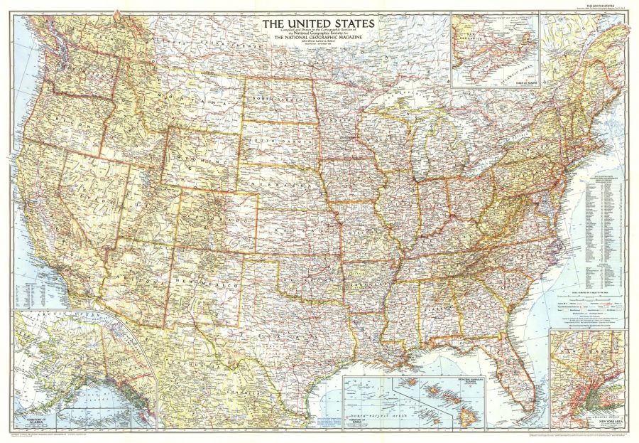 United States Of America Published 1956 Map