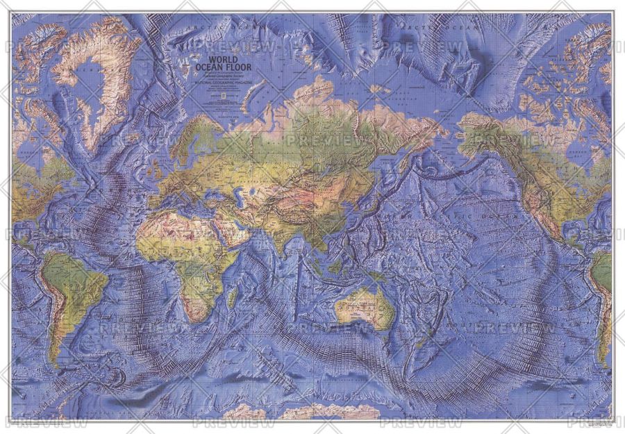 World Ocean Floor Published 1981 Map
