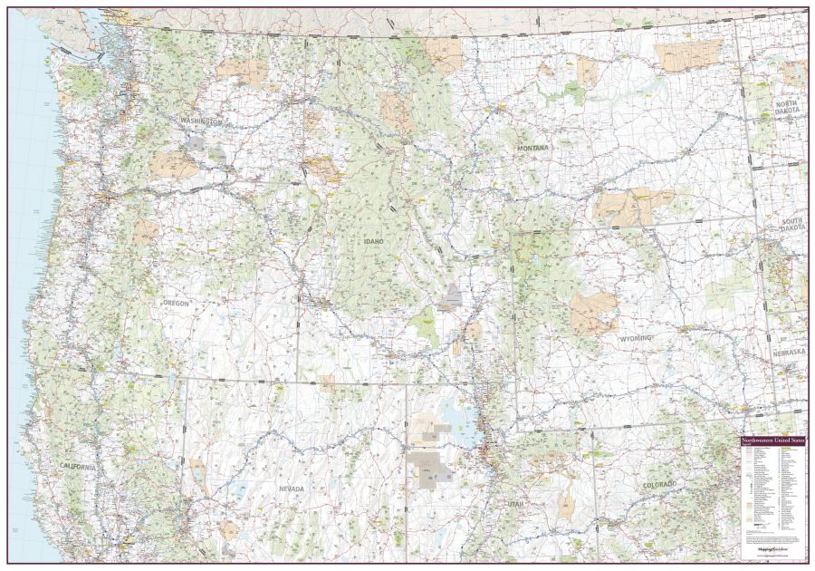 Northwestern United States Wall Map