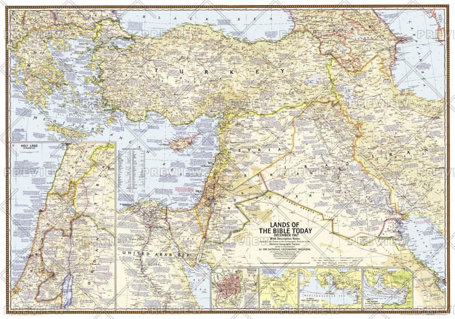 Lands Of The Bible 1967 Map Published 2012