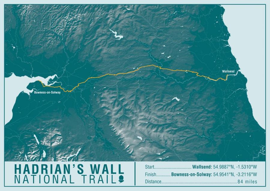 Hadrian S Wall Path National Trail Map Print