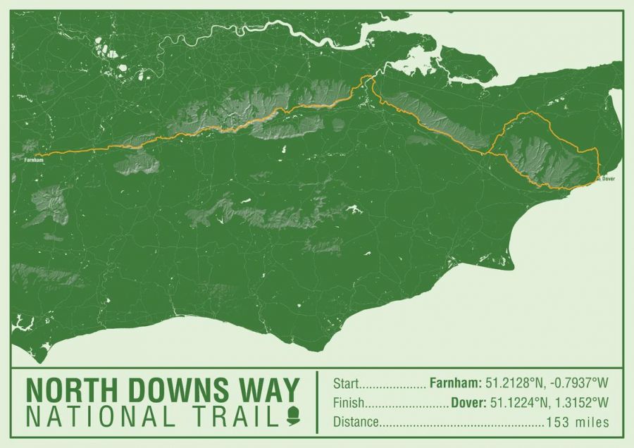 North Downs Way National Trail Map Print