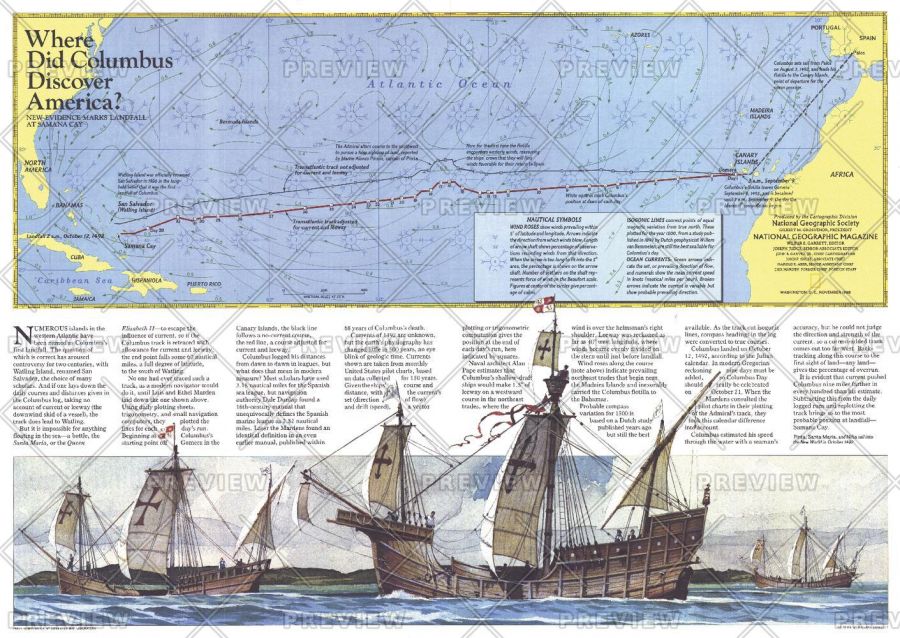 Where Did Columbus Discover America Published 1986 Map