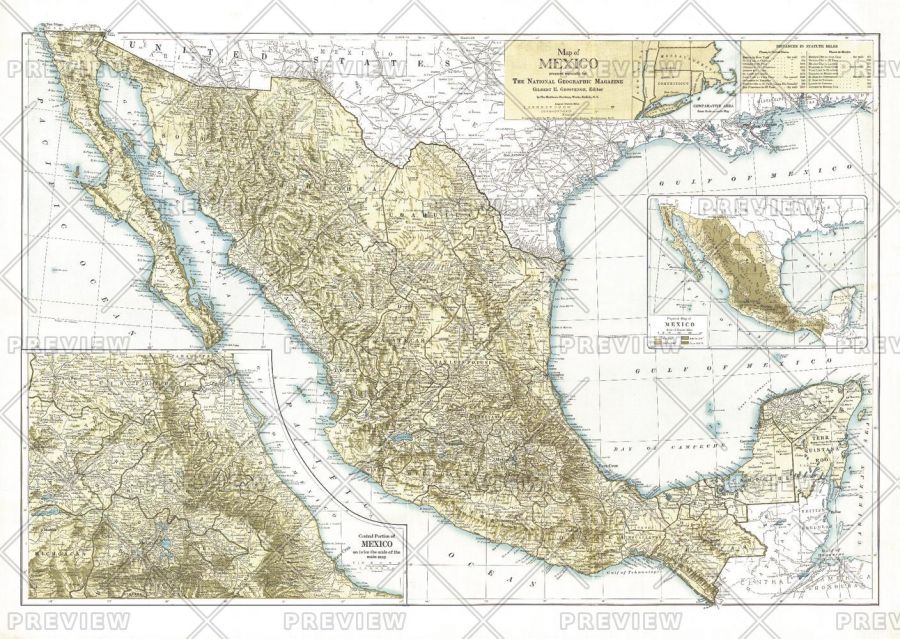 Mexico Published 1916 Map