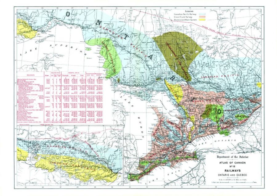 Railways Ontario And Quebec 1906 Map