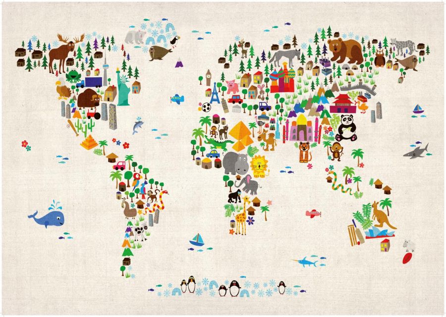 Kids Animal Map Of The World