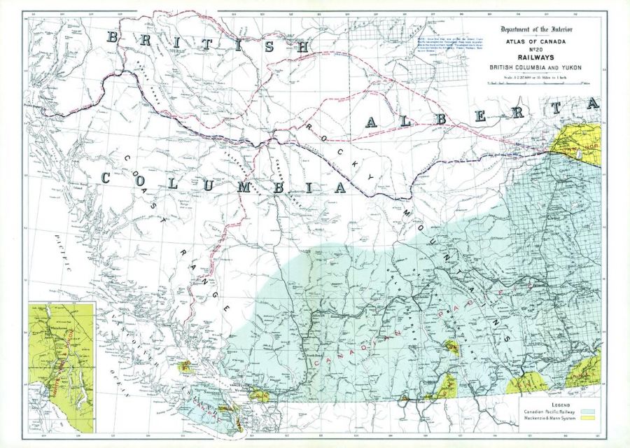 Railways British Columbia And Yukon 1906 Map