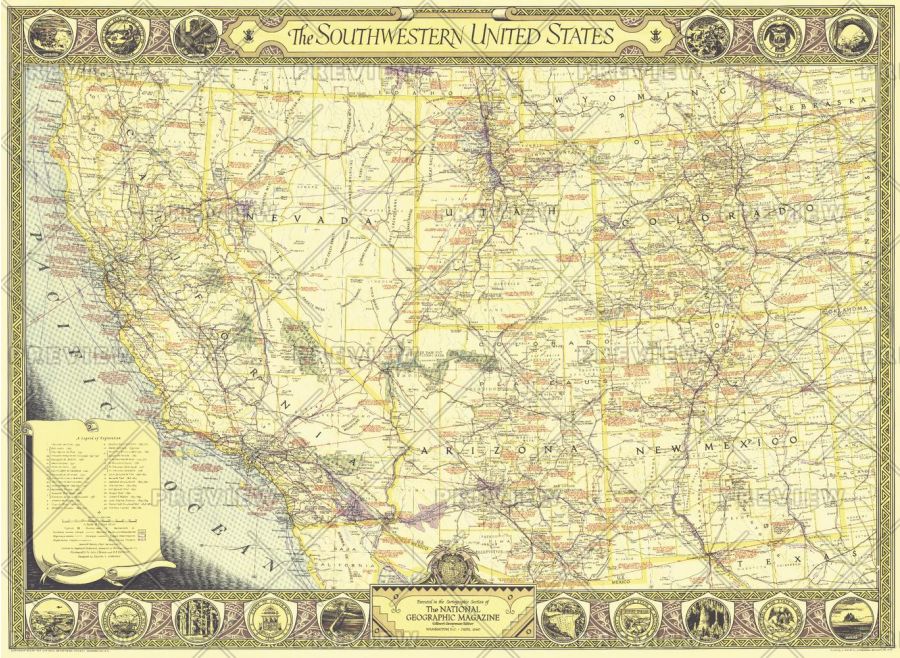 Southwestern United States Published 1940 Map