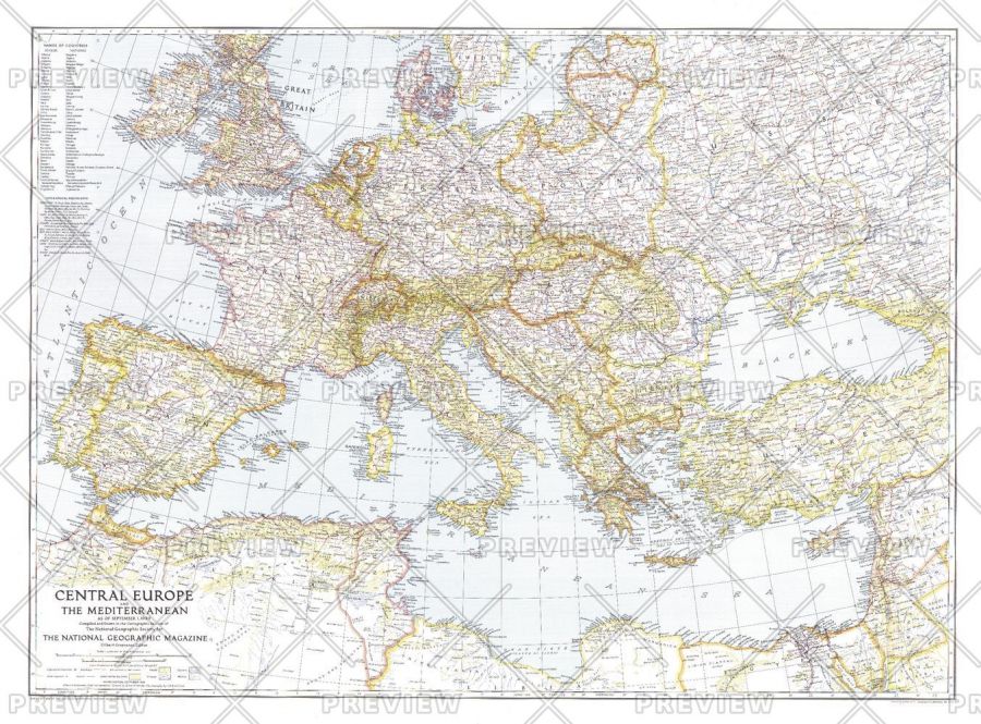 Central Europe And The Mediterranean Published 1939 Map