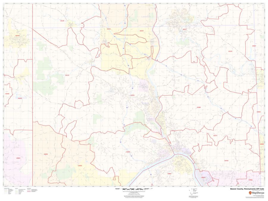 Beaver County ZIP Code Map